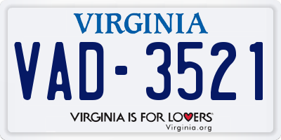 VA license plate VAD3521