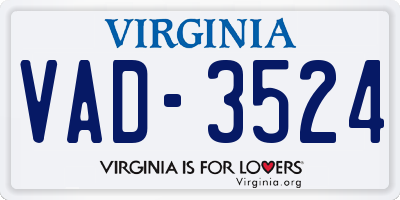 VA license plate VAD3524