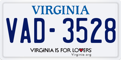 VA license plate VAD3528