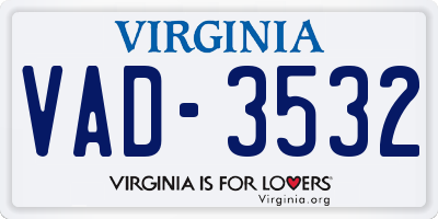 VA license plate VAD3532