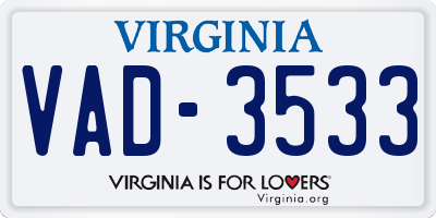 VA license plate VAD3533