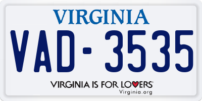 VA license plate VAD3535
