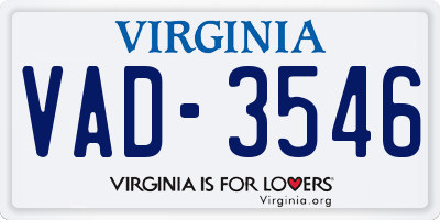 VA license plate VAD3546