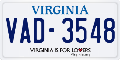 VA license plate VAD3548