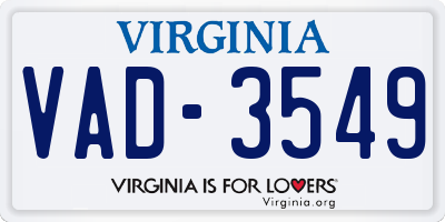 VA license plate VAD3549