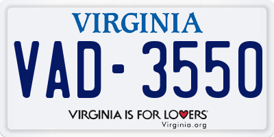 VA license plate VAD3550