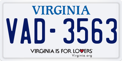 VA license plate VAD3563