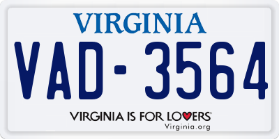 VA license plate VAD3564