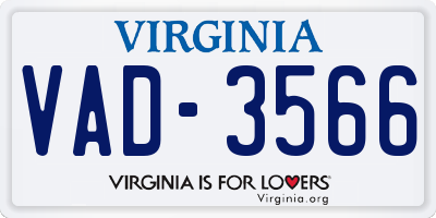 VA license plate VAD3566