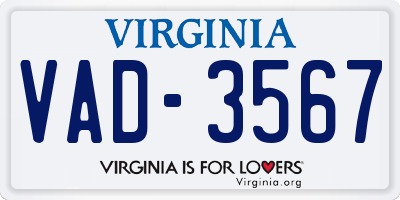 VA license plate VAD3567