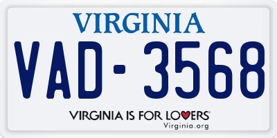 VA license plate VAD3568