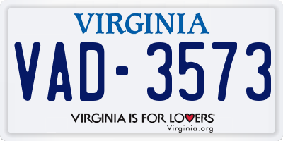 VA license plate VAD3573