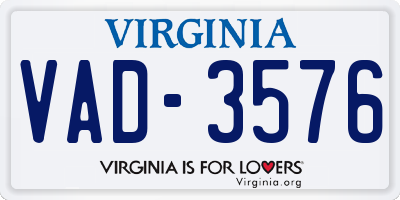VA license plate VAD3576