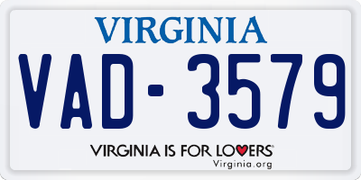 VA license plate VAD3579