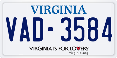 VA license plate VAD3584