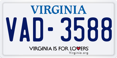 VA license plate VAD3588