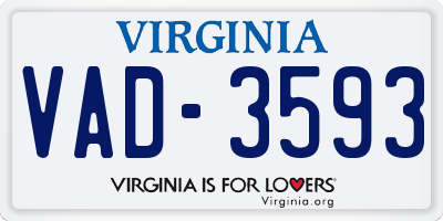 VA license plate VAD3593