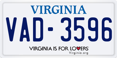 VA license plate VAD3596