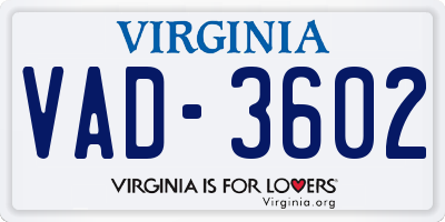 VA license plate VAD3602
