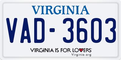 VA license plate VAD3603