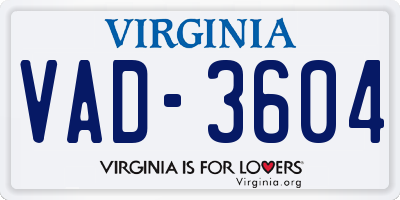 VA license plate VAD3604
