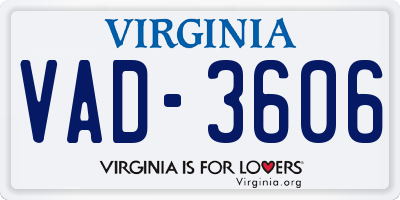 VA license plate VAD3606