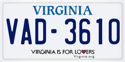 VA license plate VAD3610