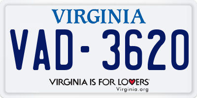 VA license plate VAD3620