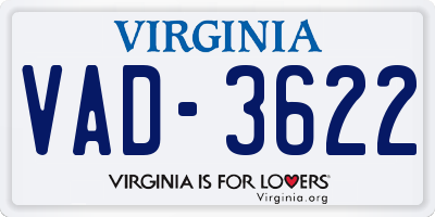 VA license plate VAD3622