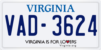 VA license plate VAD3624