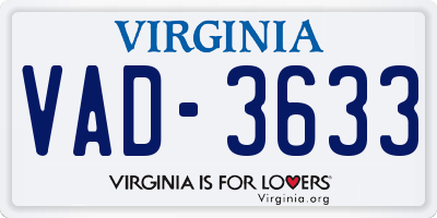 VA license plate VAD3633