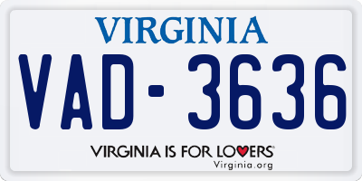 VA license plate VAD3636
