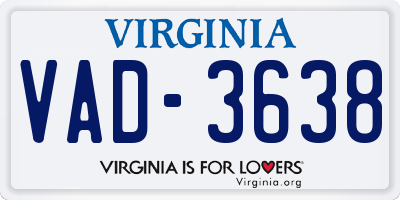 VA license plate VAD3638