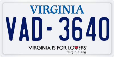 VA license plate VAD3640