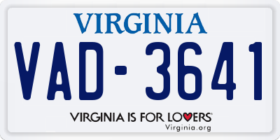 VA license plate VAD3641