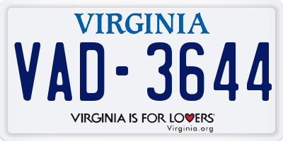 VA license plate VAD3644