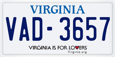 VA license plate VAD3657