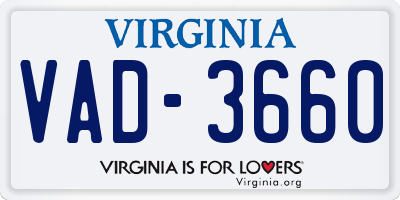 VA license plate VAD3660