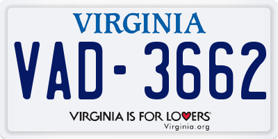 VA license plate VAD3662