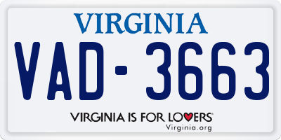 VA license plate VAD3663