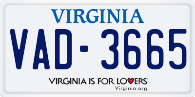 VA license plate VAD3665