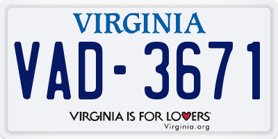 VA license plate VAD3671