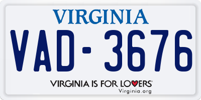 VA license plate VAD3676