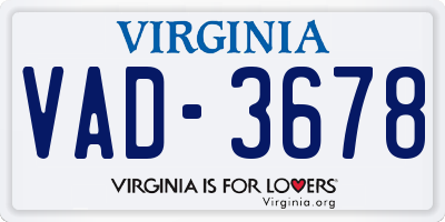 VA license plate VAD3678