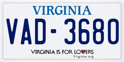 VA license plate VAD3680