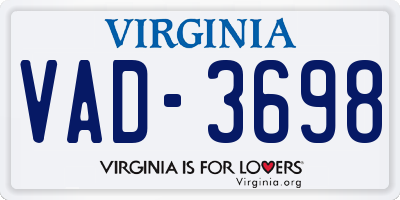VA license plate VAD3698