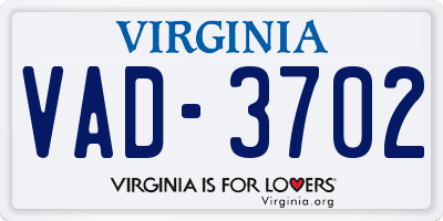 VA license plate VAD3702