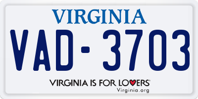 VA license plate VAD3703