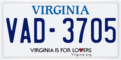 VA license plate VAD3705