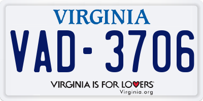 VA license plate VAD3706